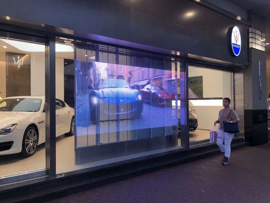 Η δευτερεύουσα οθόνη των διαφανών οδηγήσεων φωτισμού P3.91-7.8 με την υψηλή φωτεινότητα βλέπει μέσω οδηγημένος για την είσοδο γυαλιού