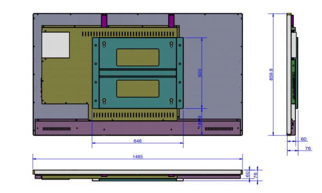 Οθόνη αφής γυαλιού LCD, όργανο ελέγχου ίντσας LCD 80KHz 65 για το σχολείο
